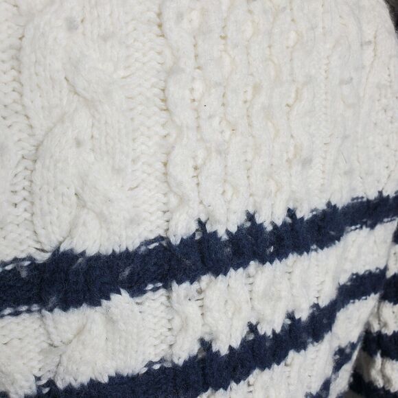 Madewell Striped Oversized Crewneck Cable knit Sweater Size Small - Picture 5 of 10